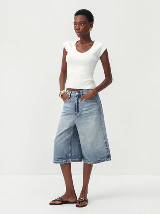 CUBIC Lyocell-Blend Minimalist U-Neck Top