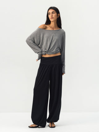 CUBIC One-Shoulder Draped Long Sleeve Top
