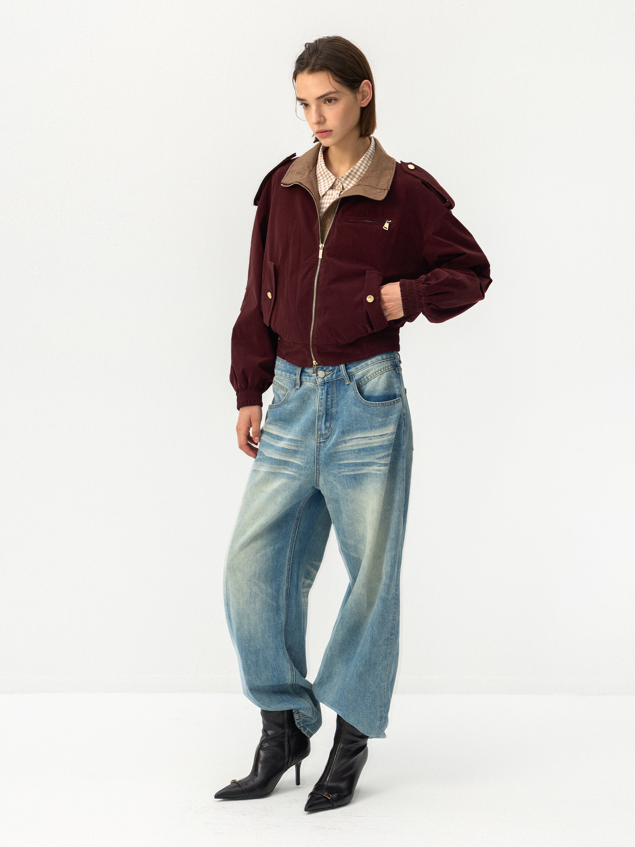 CUBIC Burgundy Harrington Jacket
