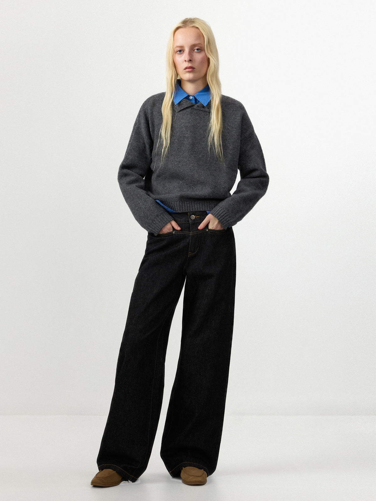CUBIC 100% Wool Button‑Detail Turtleneck Sweater