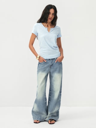 CUBIC Cotton-Blend Notch Neck Slim Fit T-shirt