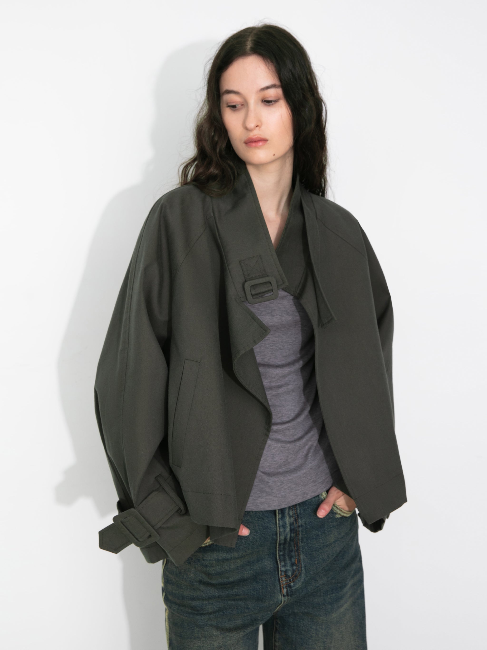 Overlay Cropped Trench Coat