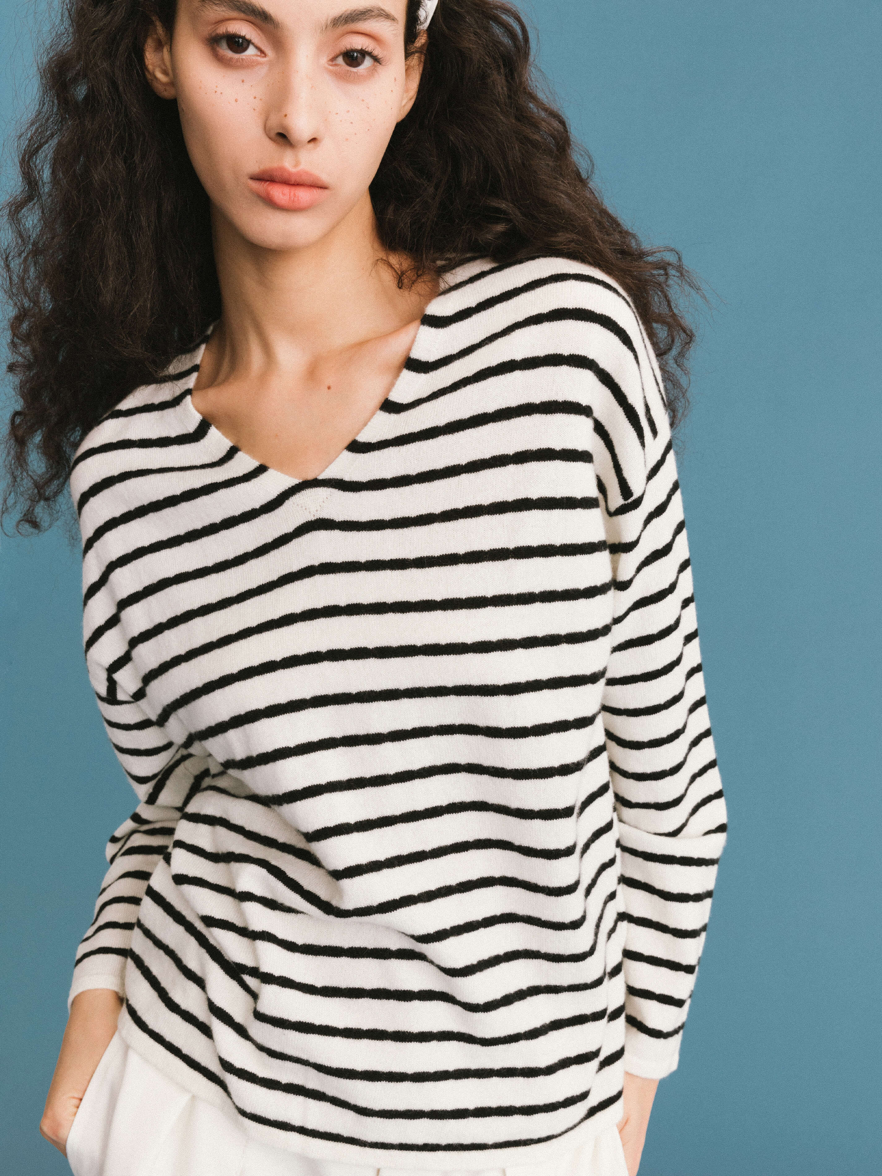 ONE BY CUBIC Striped Wool Knitted Jumper-2