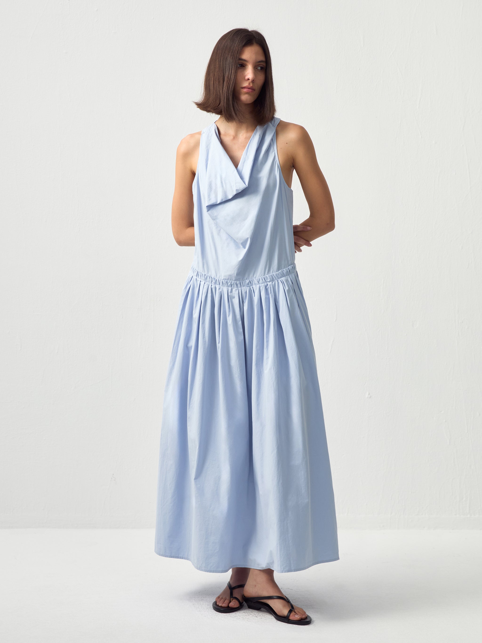 CUBIC 100% Cotton Halter Neck Cowl Dress-1