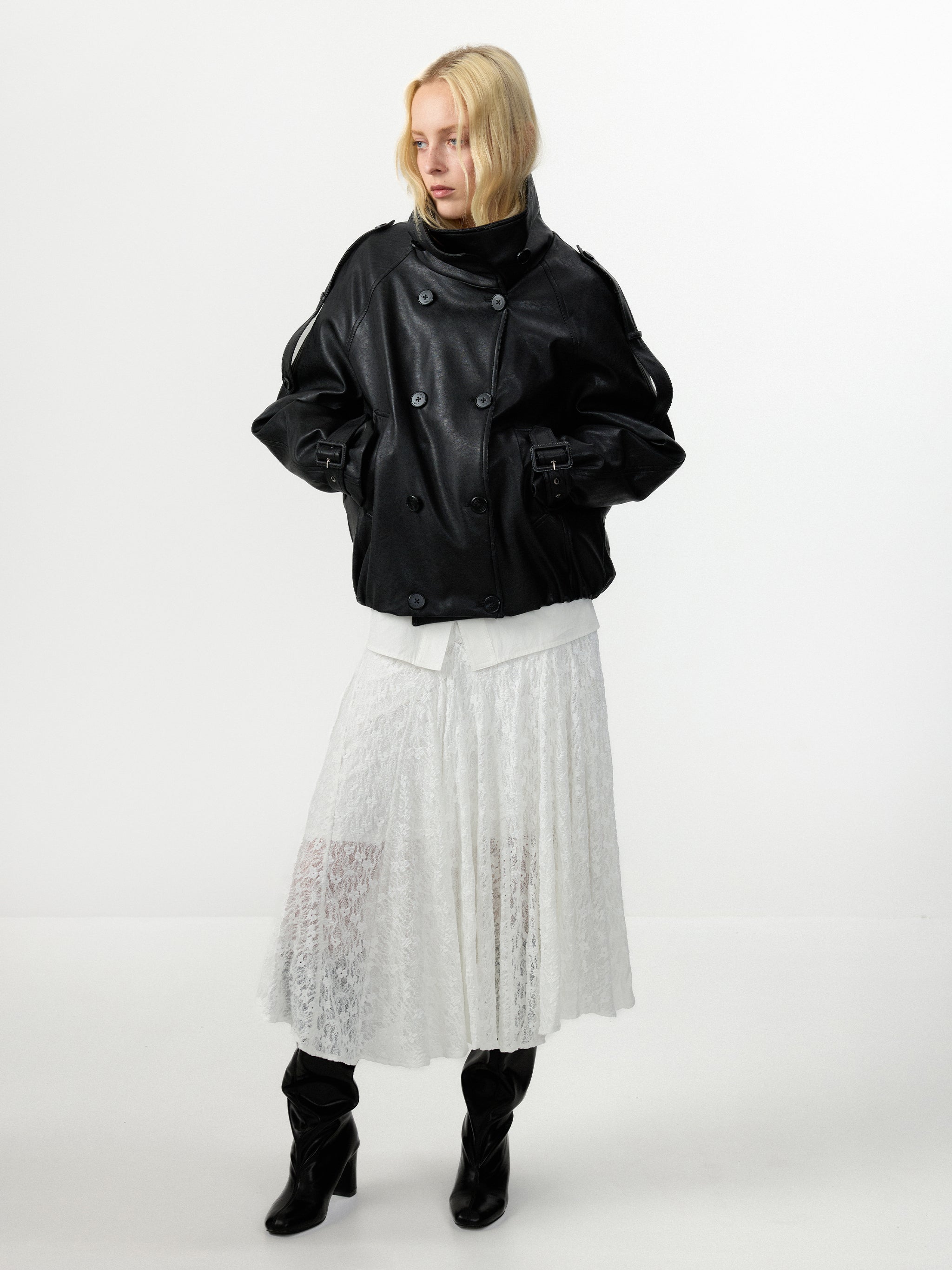 CUBIC Faux Leather Down Jacket-1