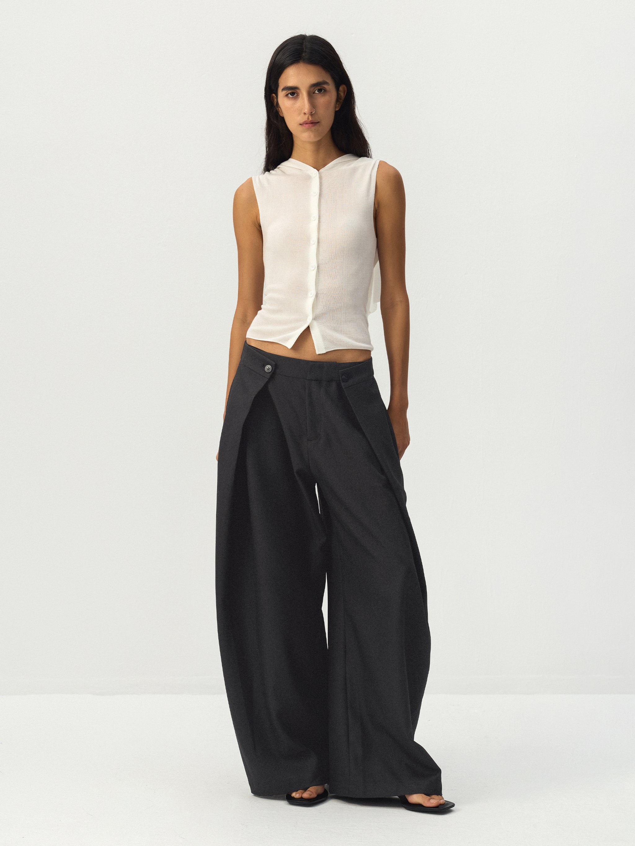CUBIC Draped Wide Leg Trousers