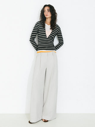 100% Cotton High-Waisted Wide-Leg Casual Trousers