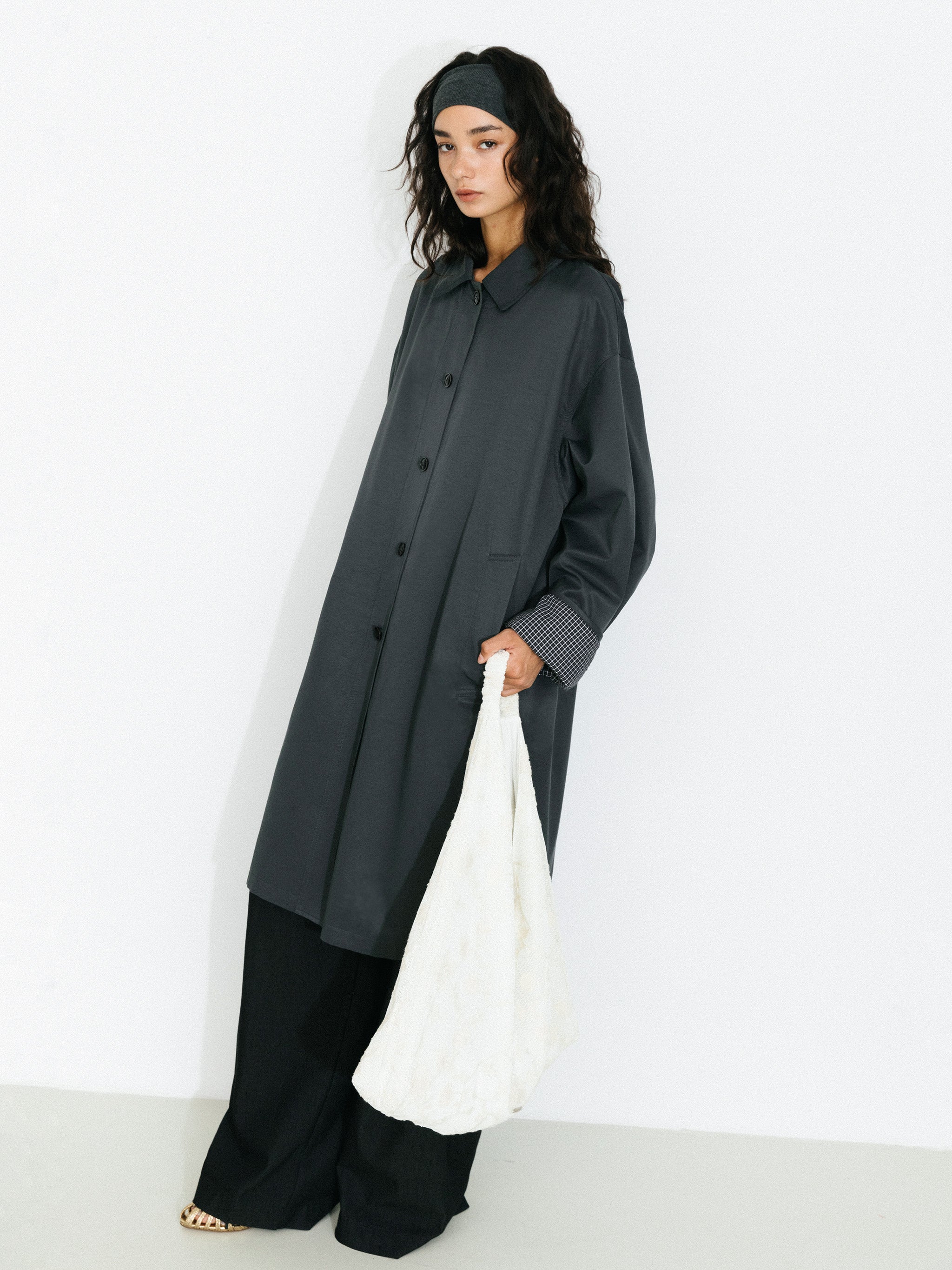 Oversized Single-Breasted Mid-Length Trench Coat