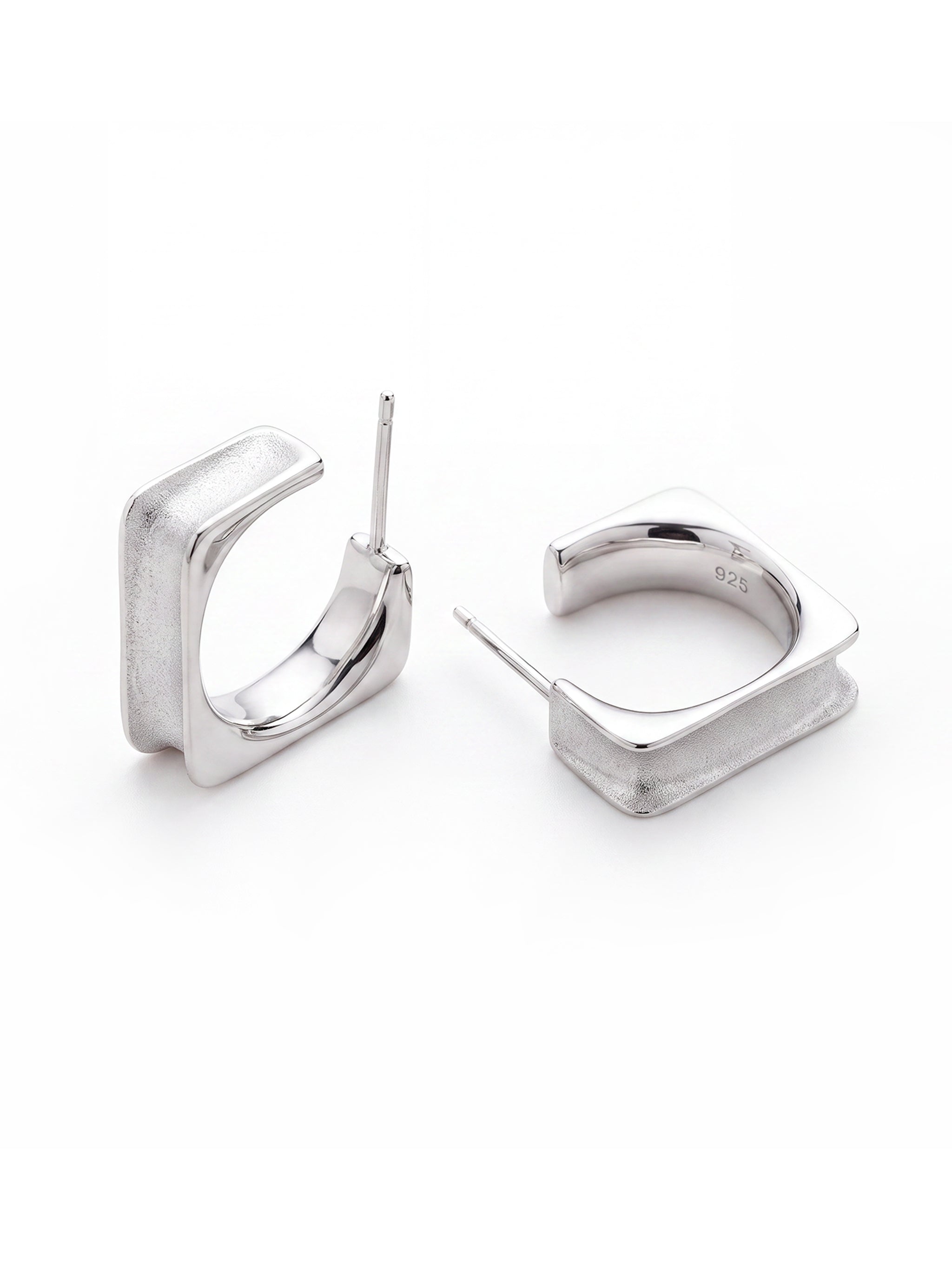 Square Open Hoop Earrings-1