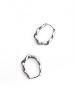 Wavy Textured Oval Silver Hoop Earrings