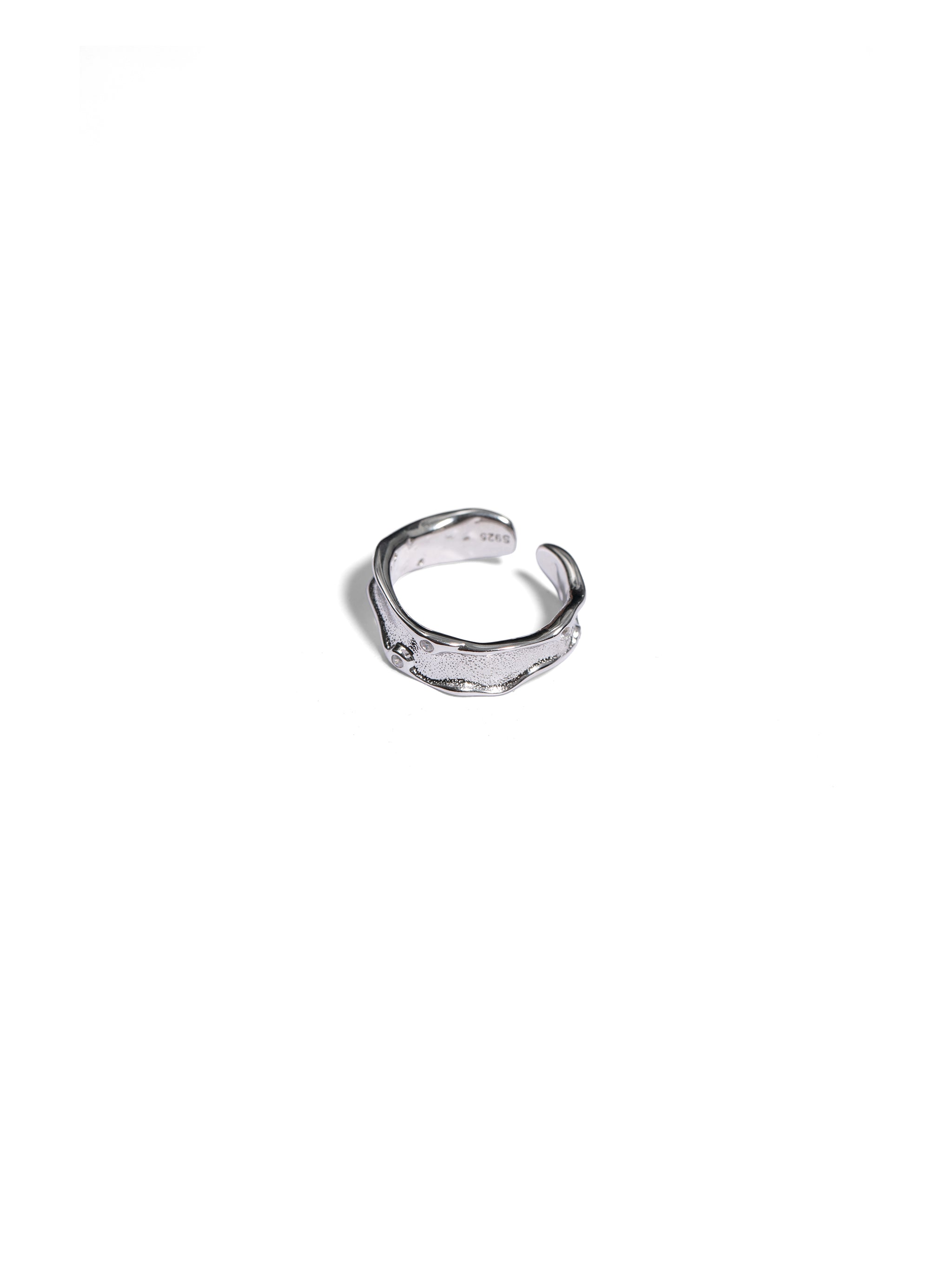 Adjustable Geometric Ruched Zircon Open Ring