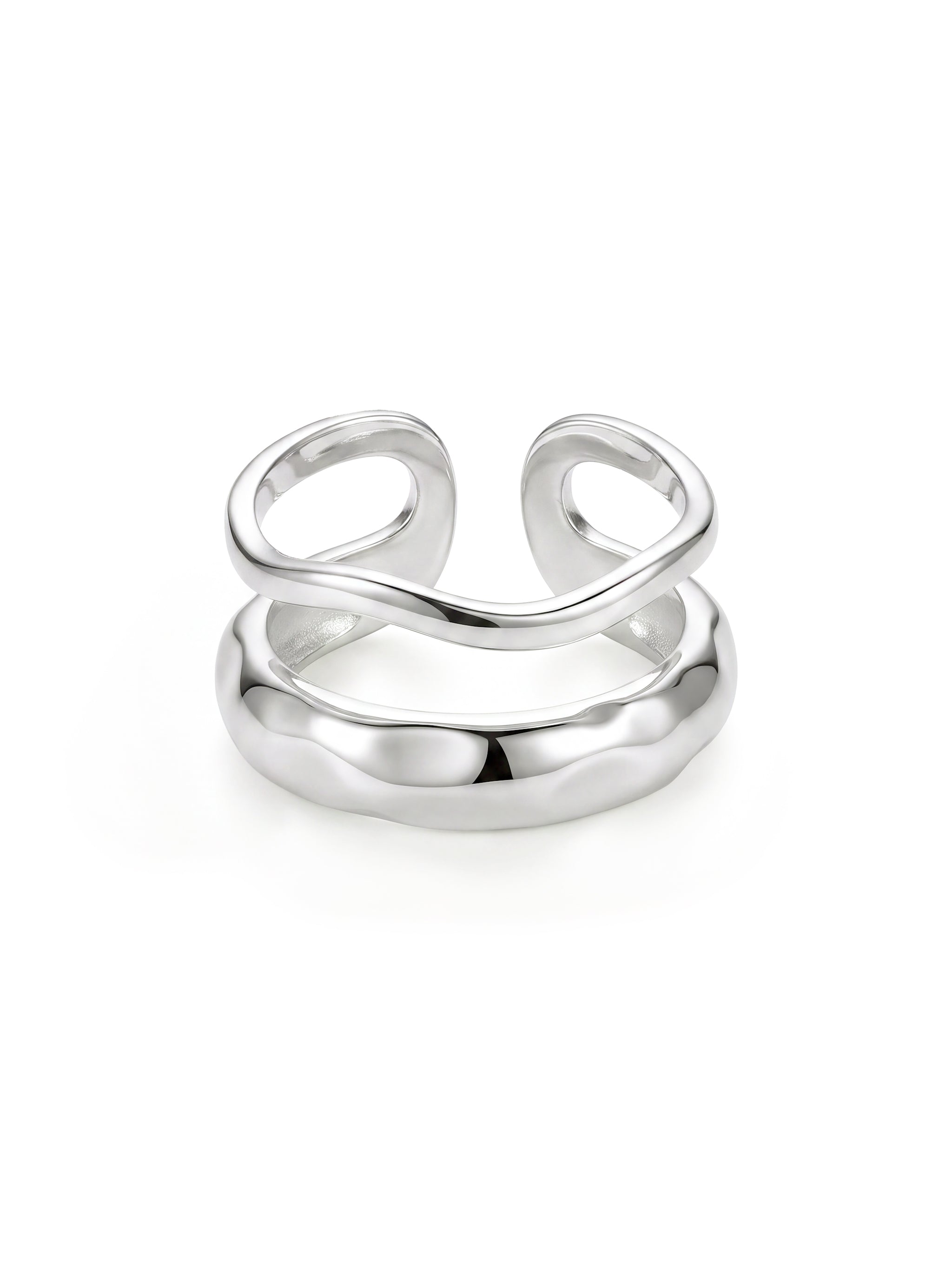 Dual Curve Hammered Ring-1