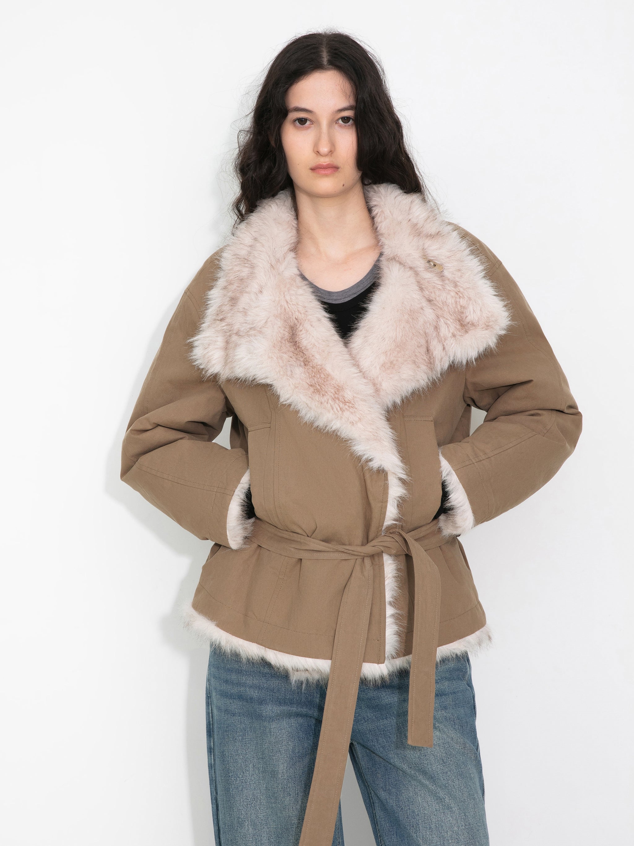 Oversized Faux Fur Hybrid Coat-2