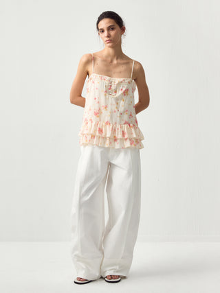CUBIC Lace V-Neck Ruffle Floral Camisole