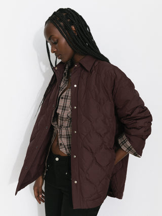 Button-Front Shirt Collar Loose-Fit Down Jacket