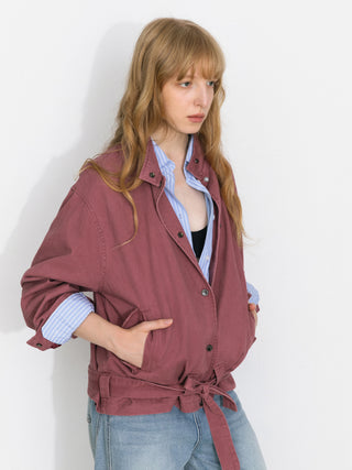 Stand-Collar Washed Twill Utility Jacket