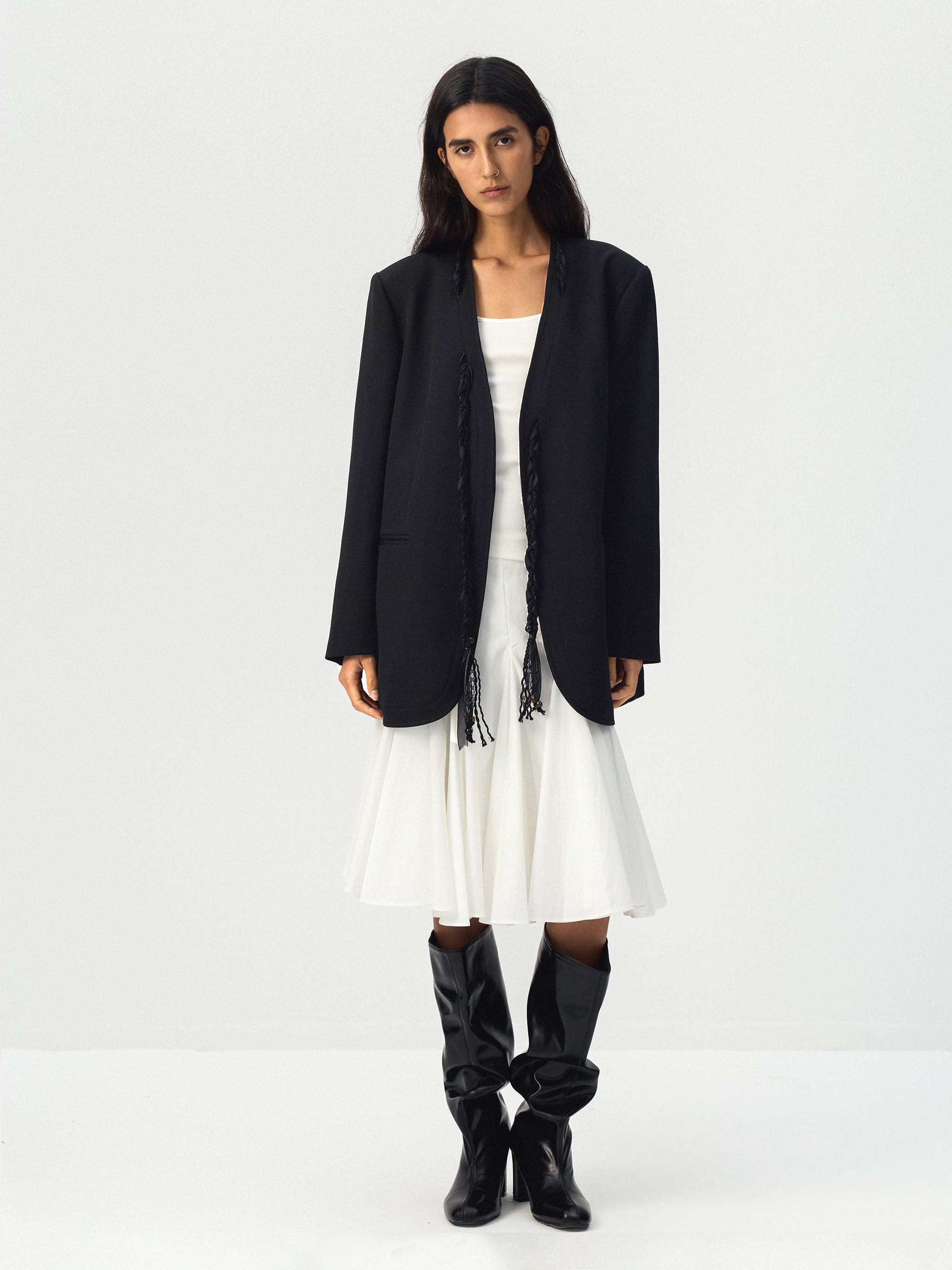 CUBIC Braided Tassel Oversized Blazer-1