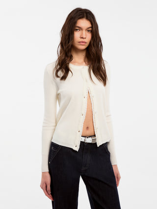 CUBIC Lace-trimmed Linen Knit Cardigan