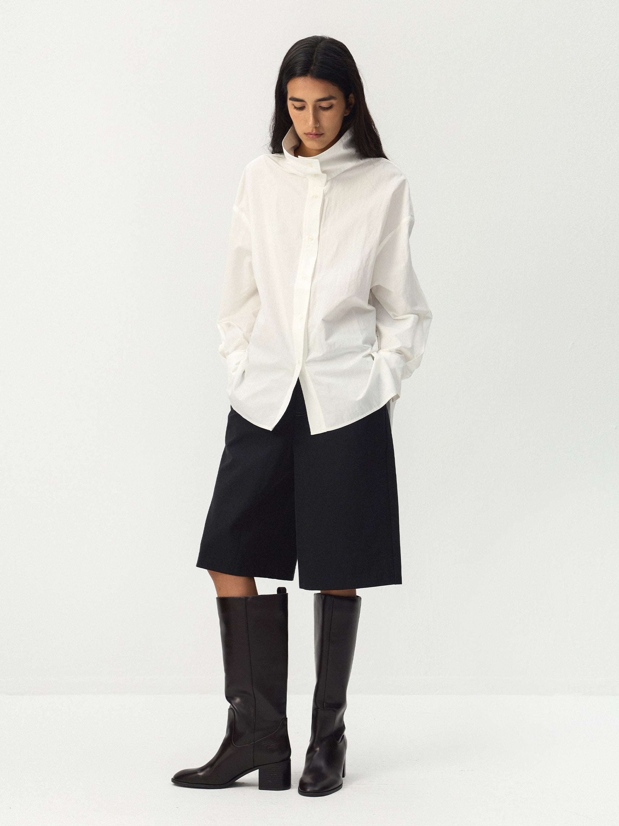 CUBIC Stand Collar Cotton Shirt