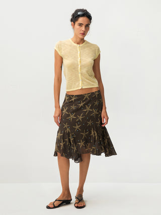 CUBIC Starfish Print Flare Midi Skirt