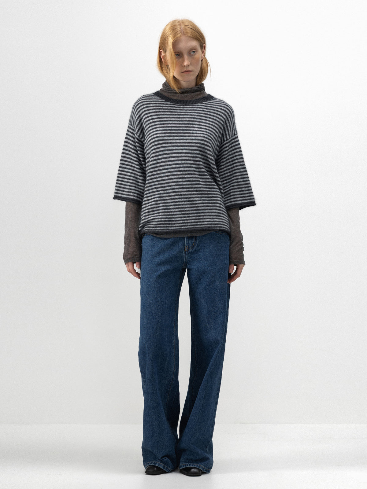 CUBIC Relaxed Striped Fluffy Knit Top-1