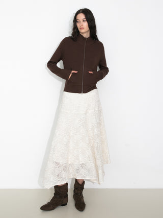 Asymmetrical Lace-Embroidered Skirt