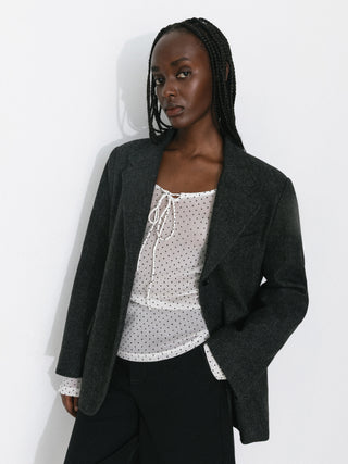 Retro Polka Dot Sheer Acetate Mesh Top
