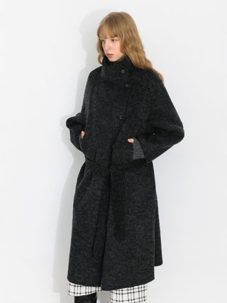 Classic Loose-Fit Stand Collar Wool-Blend Coat