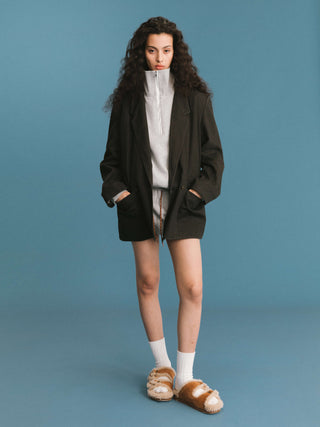 ONE BY CUBIC Black Tailored Double Breasted 100% Cotton Jacket