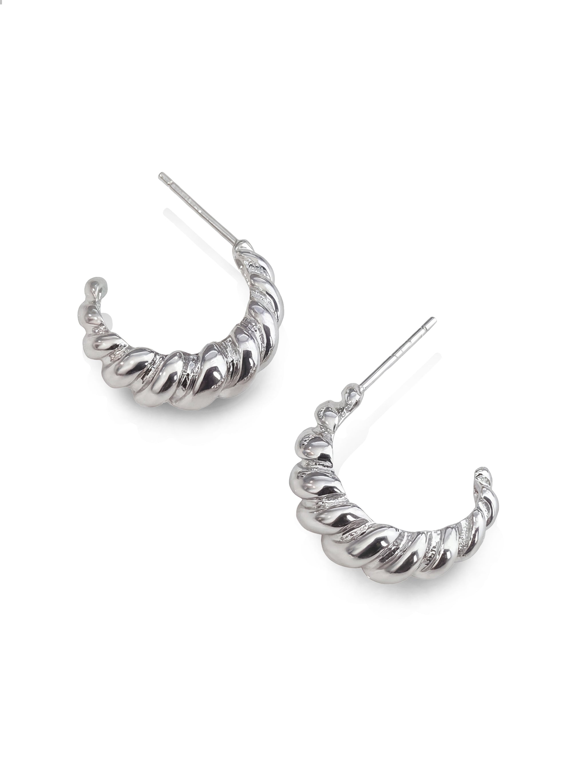 Twisted Textured Silver Stud Earrings-1