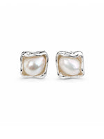 Irregular Baroque Silver Pearl Earrings