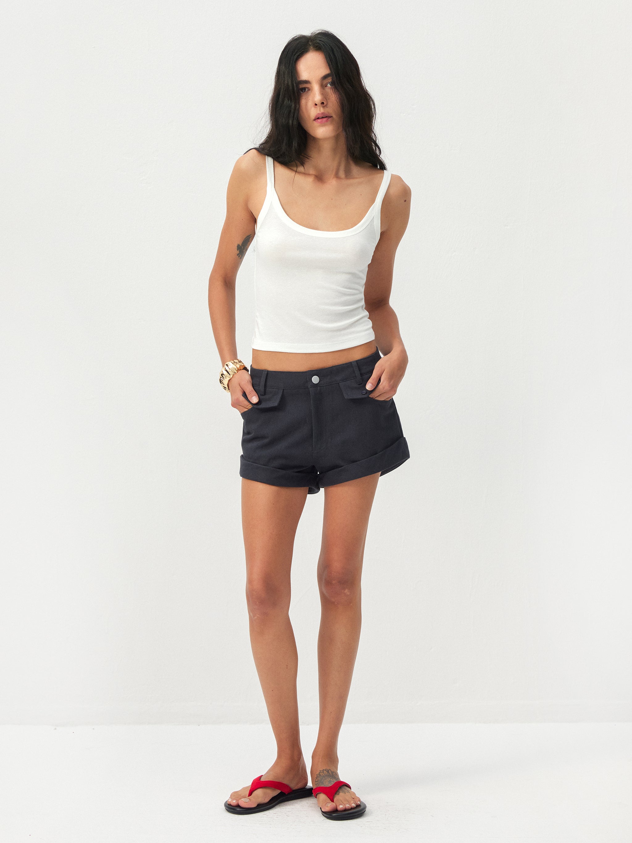 CUBIC Cotton-Blend Rolled-Cuff Utility Shorts