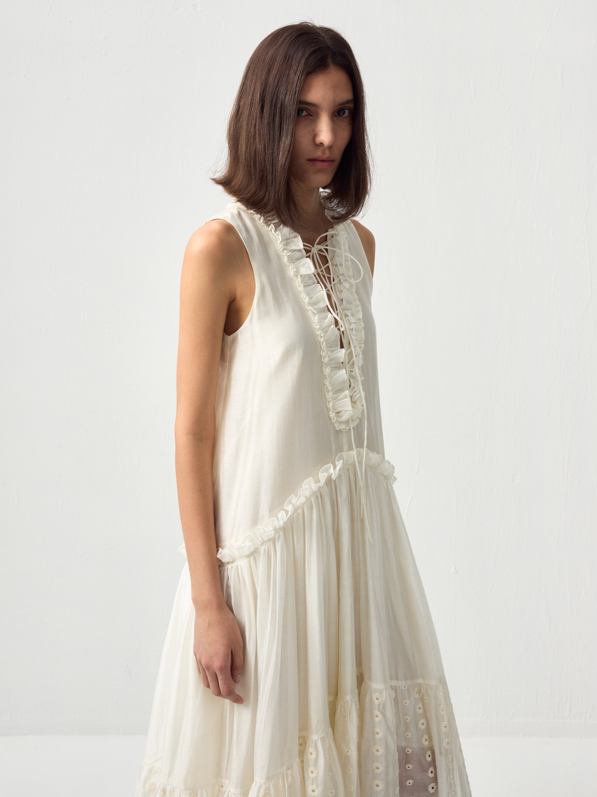 CUBIC Lace Drawstring Maxi Dress-2