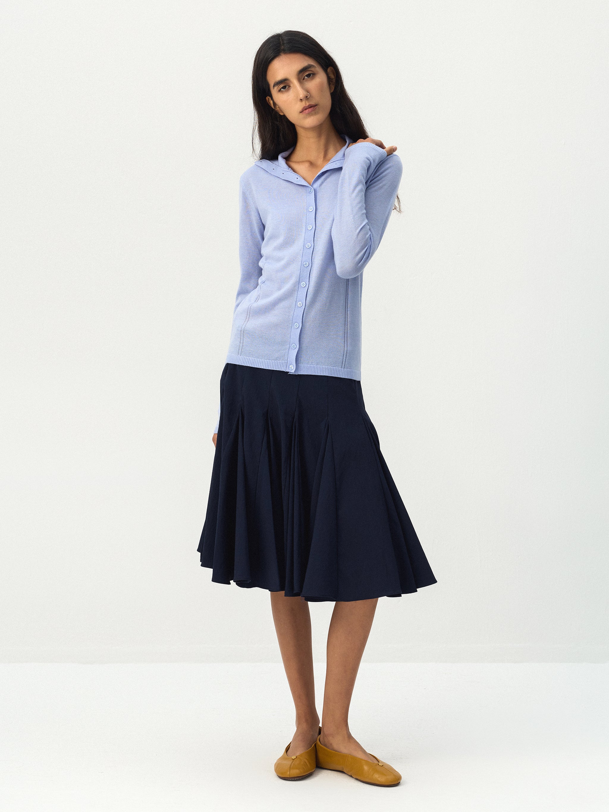 CUBIC High Neck Button Knit Cardigan