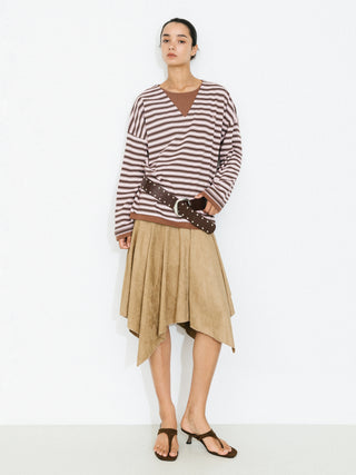 Contrast Stripe Oversized Long-Sleeve Top