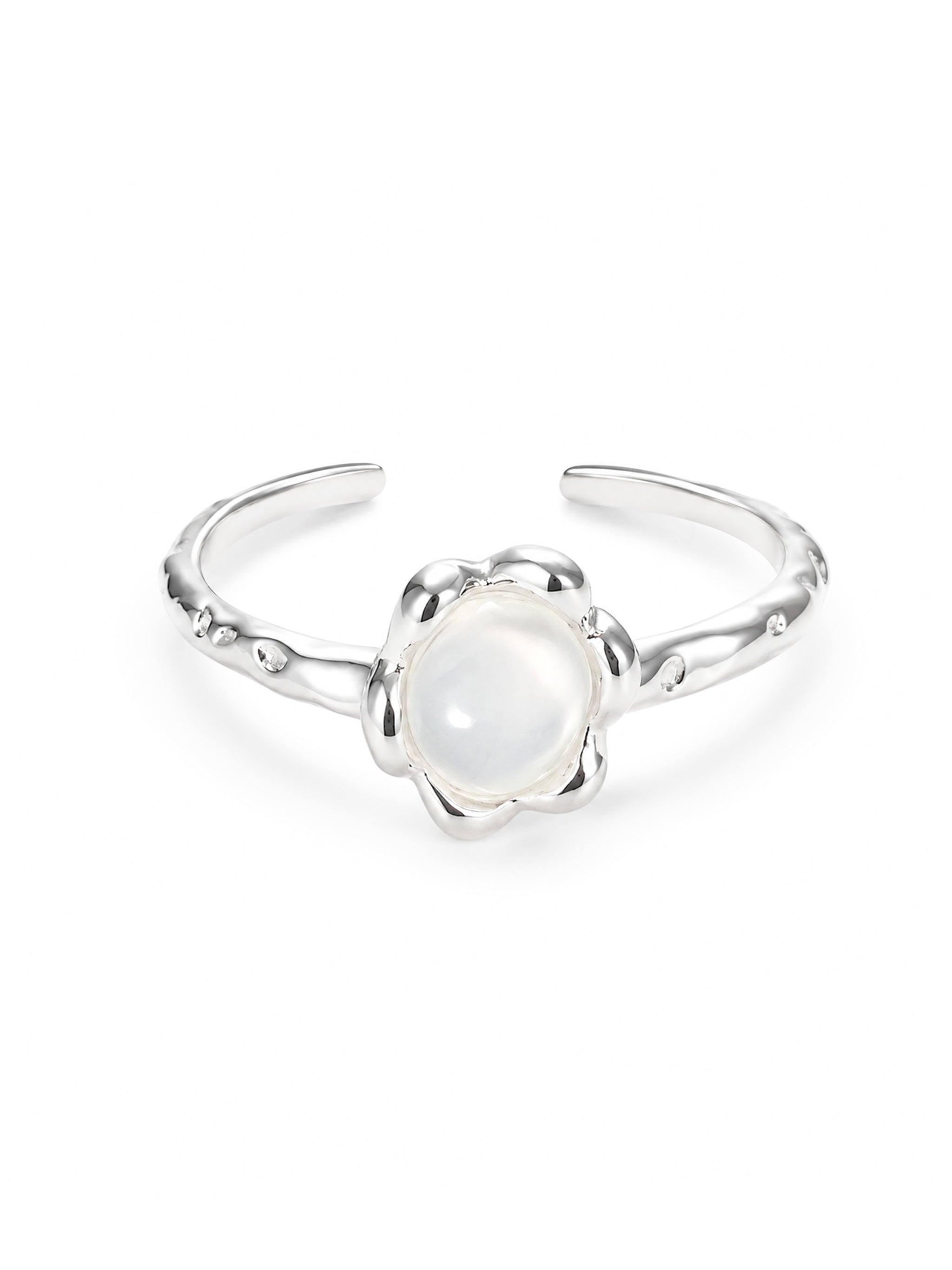 Flower Crystal Silver Ring-1