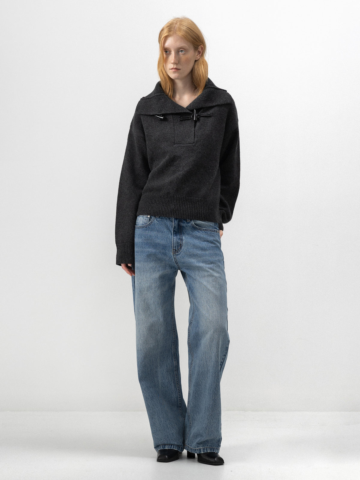 CUBIC Mid-Rise Faded Straight-Leg Jeans-1