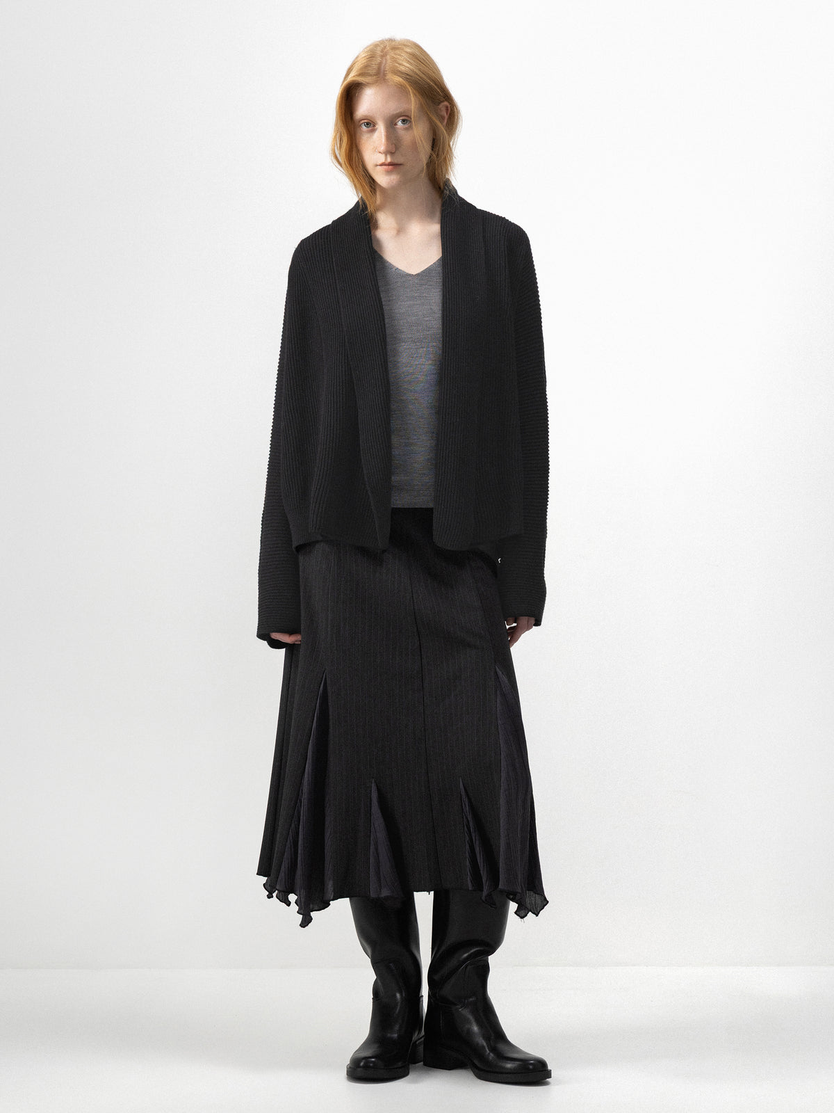 CUBIC Relaxed Ribbed Open-Front Cardigan