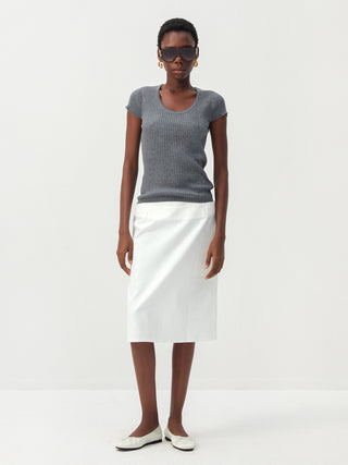 CUBIC Wool-Blend Ribbed Scoop Neck Knit Top