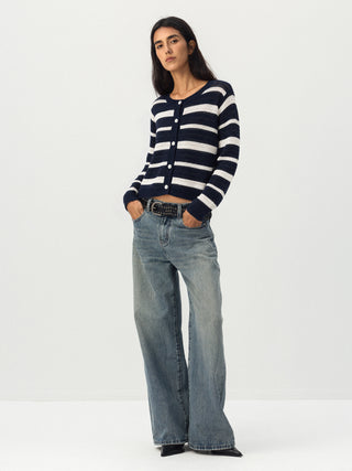 CUBIC Striped Button Knit Cardigan
