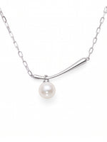 V Wavy Double Pearl Silver Necklace
