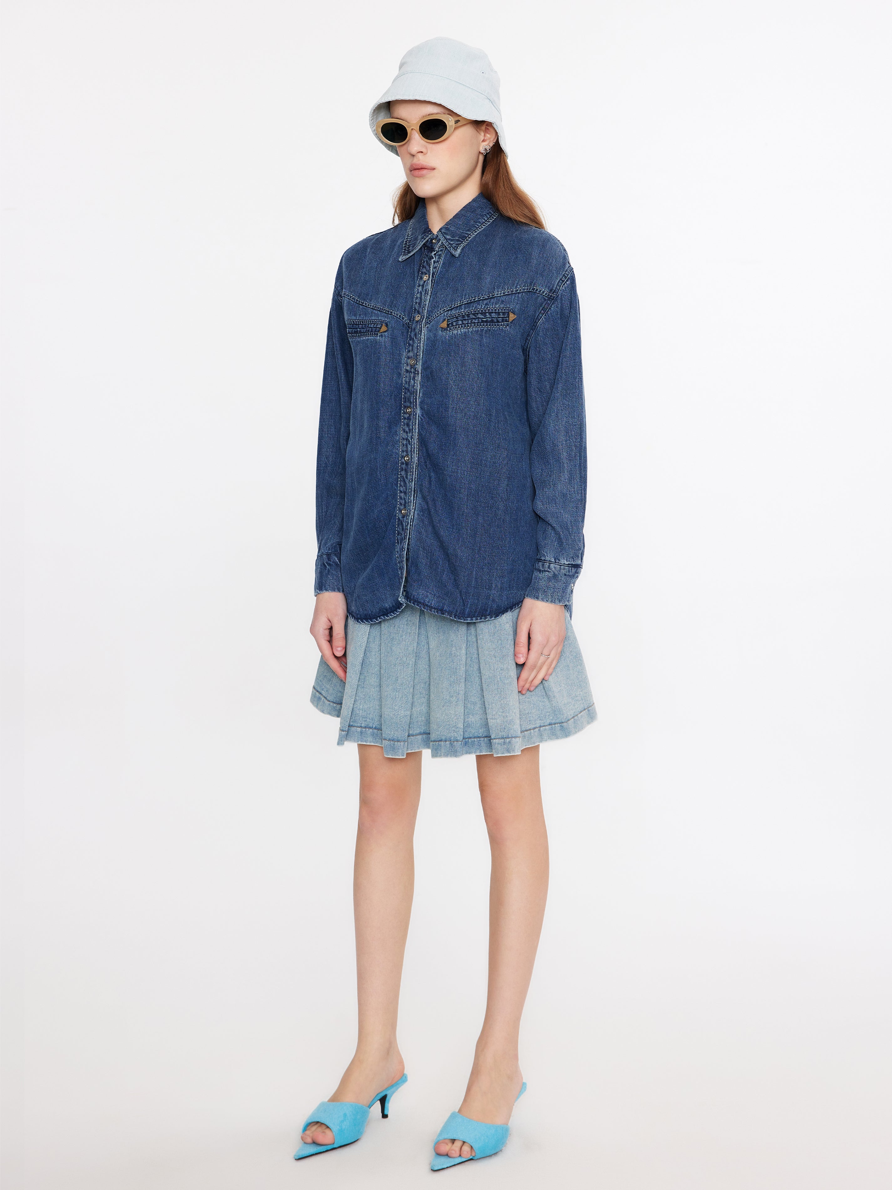 Blue Denim Western Shirt-2