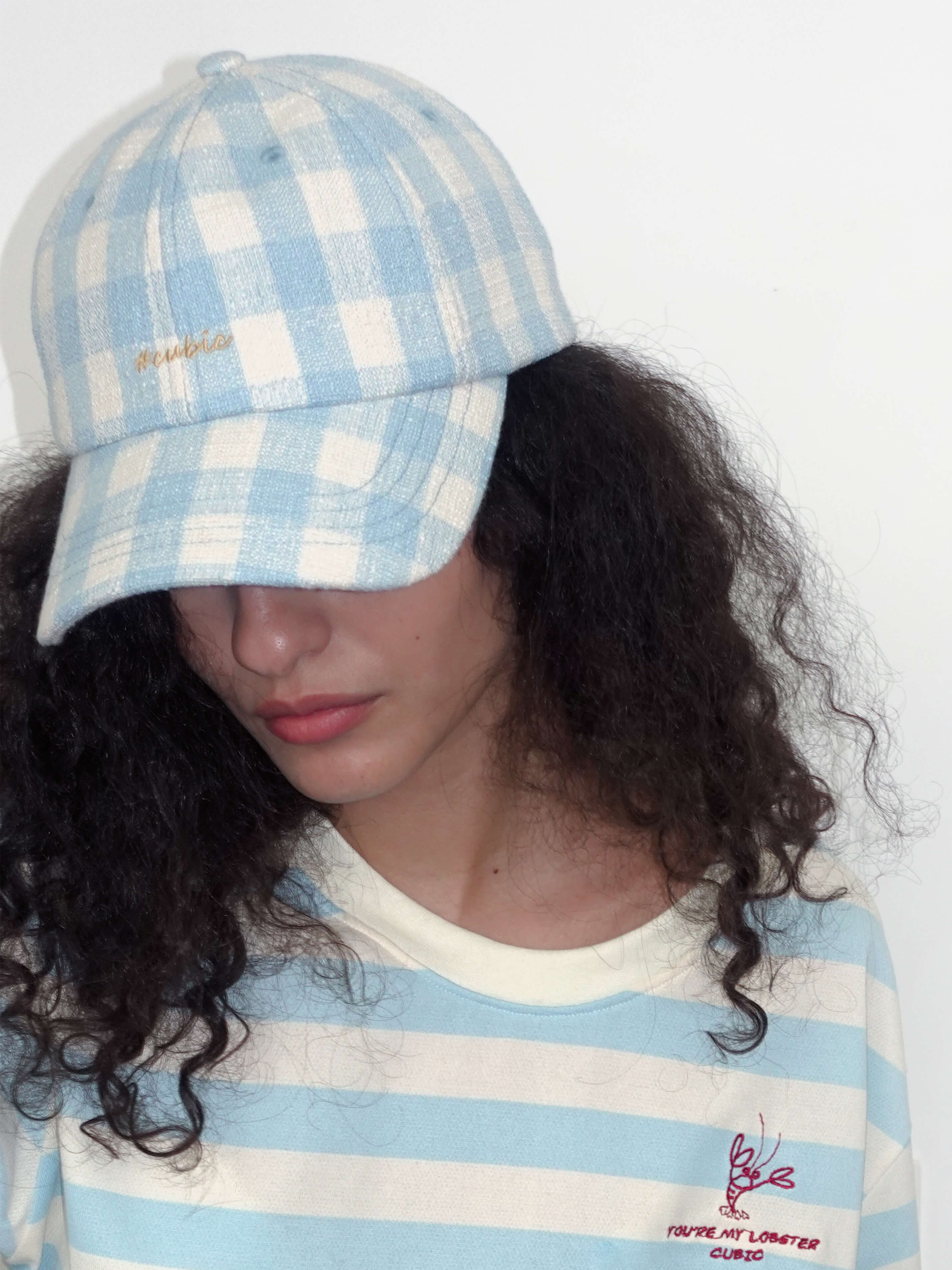 CUBIC Embroidered Plaid Pattern Cap-2