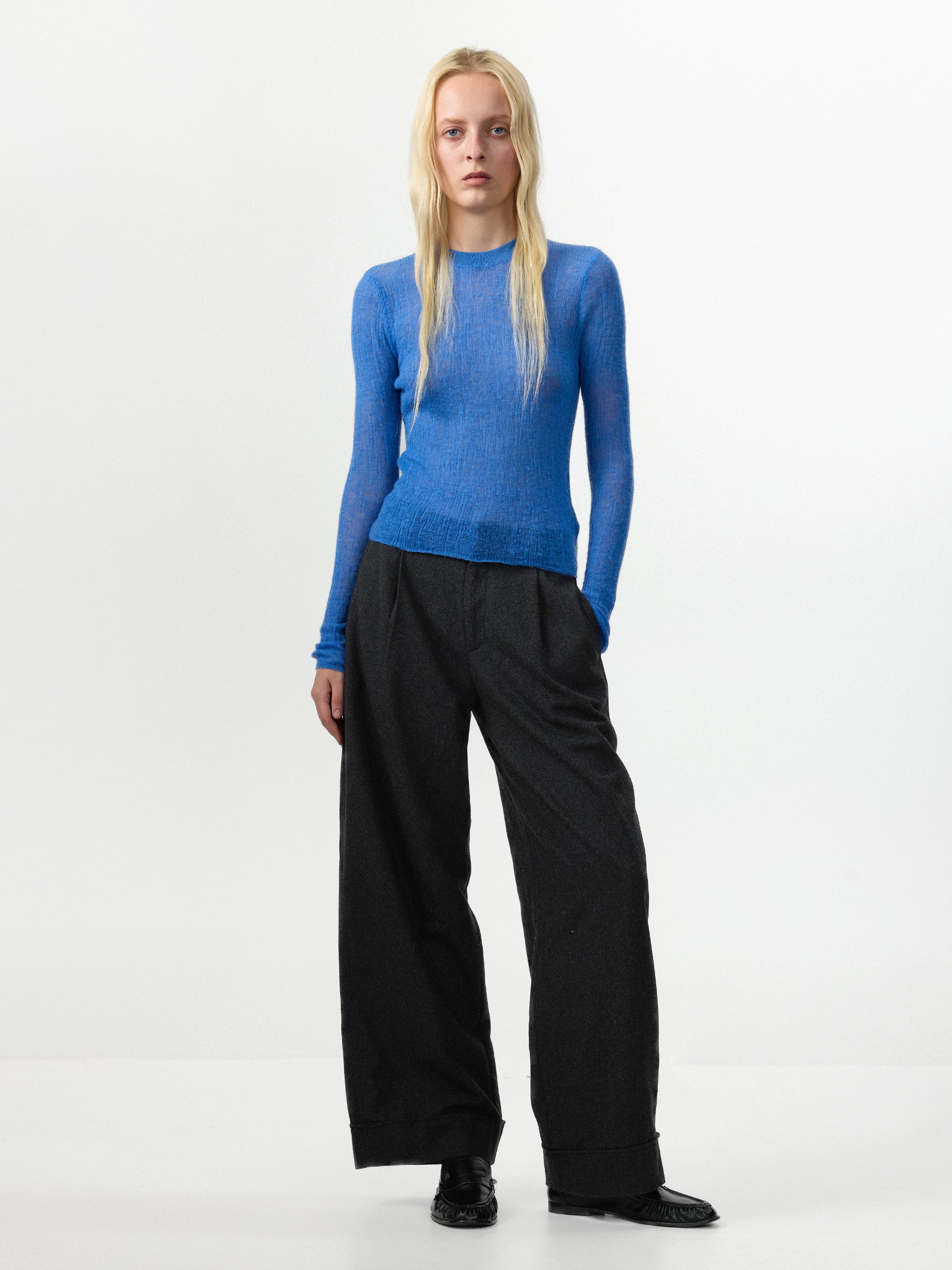 CUBIC Wool‑Blend Relaxed Straight‑Leg Trousers
