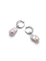Baroque Pearl Hoop Silver Earrings