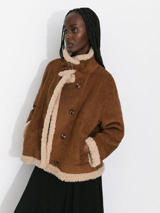 Cropped Oversized Faux Shearling Jacket