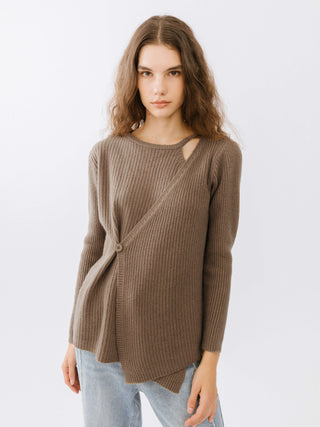 Crossover Ribbed Knit Jumper