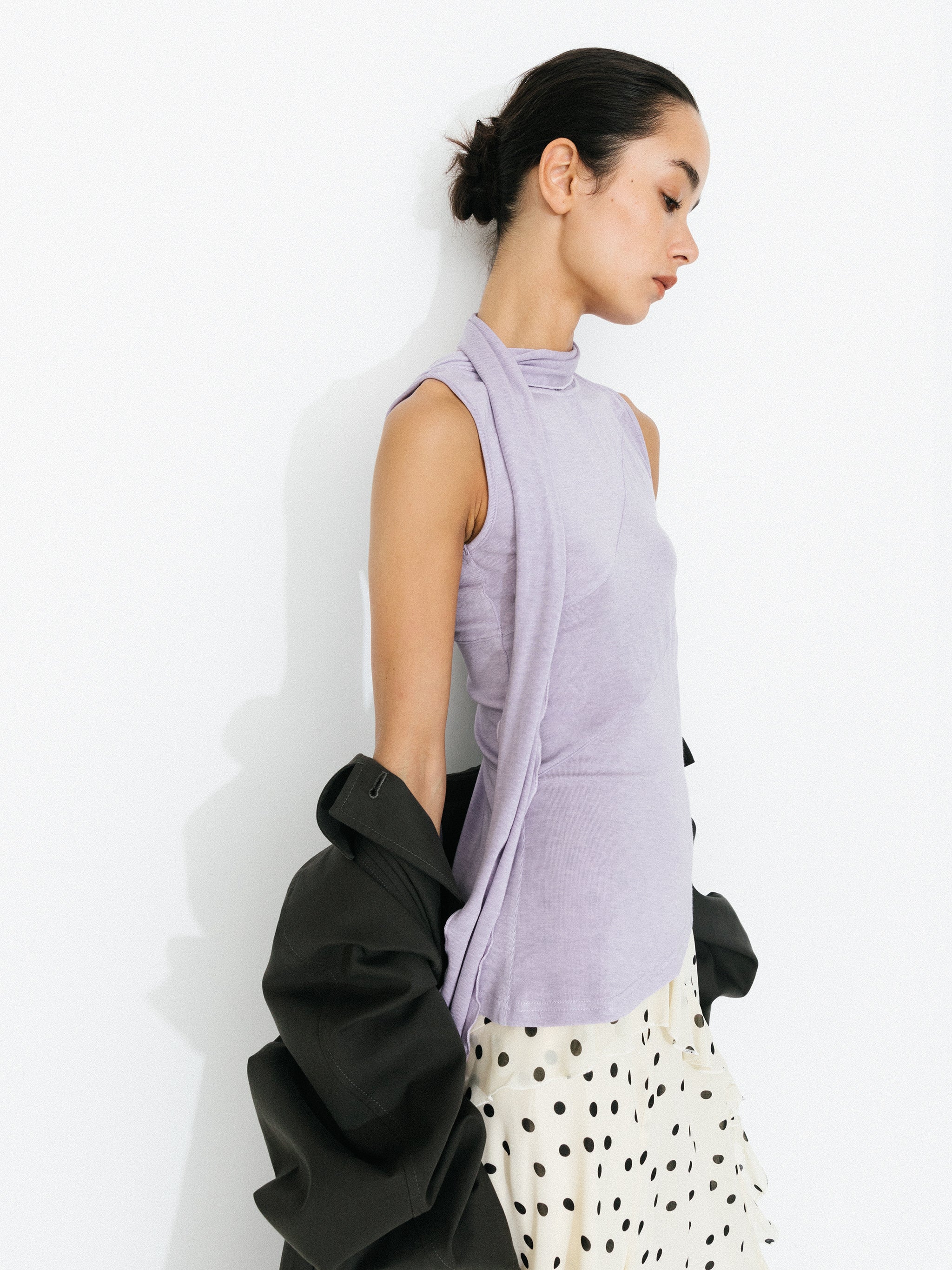 Asymmetrical Tie-Neck Flowy Sleeveless Top