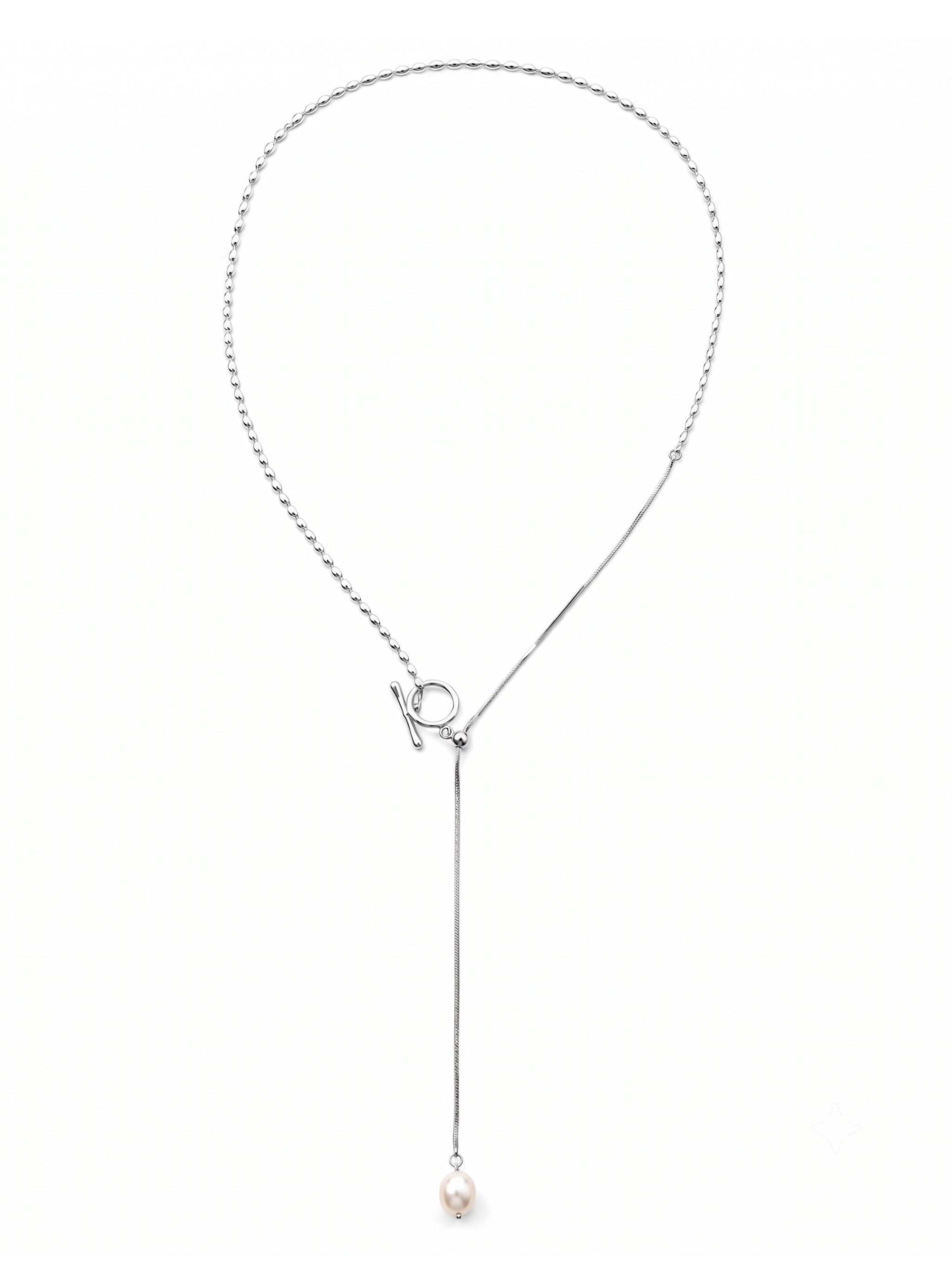 OT Clasp Vertical Bar Pearl Drop Necklace-1