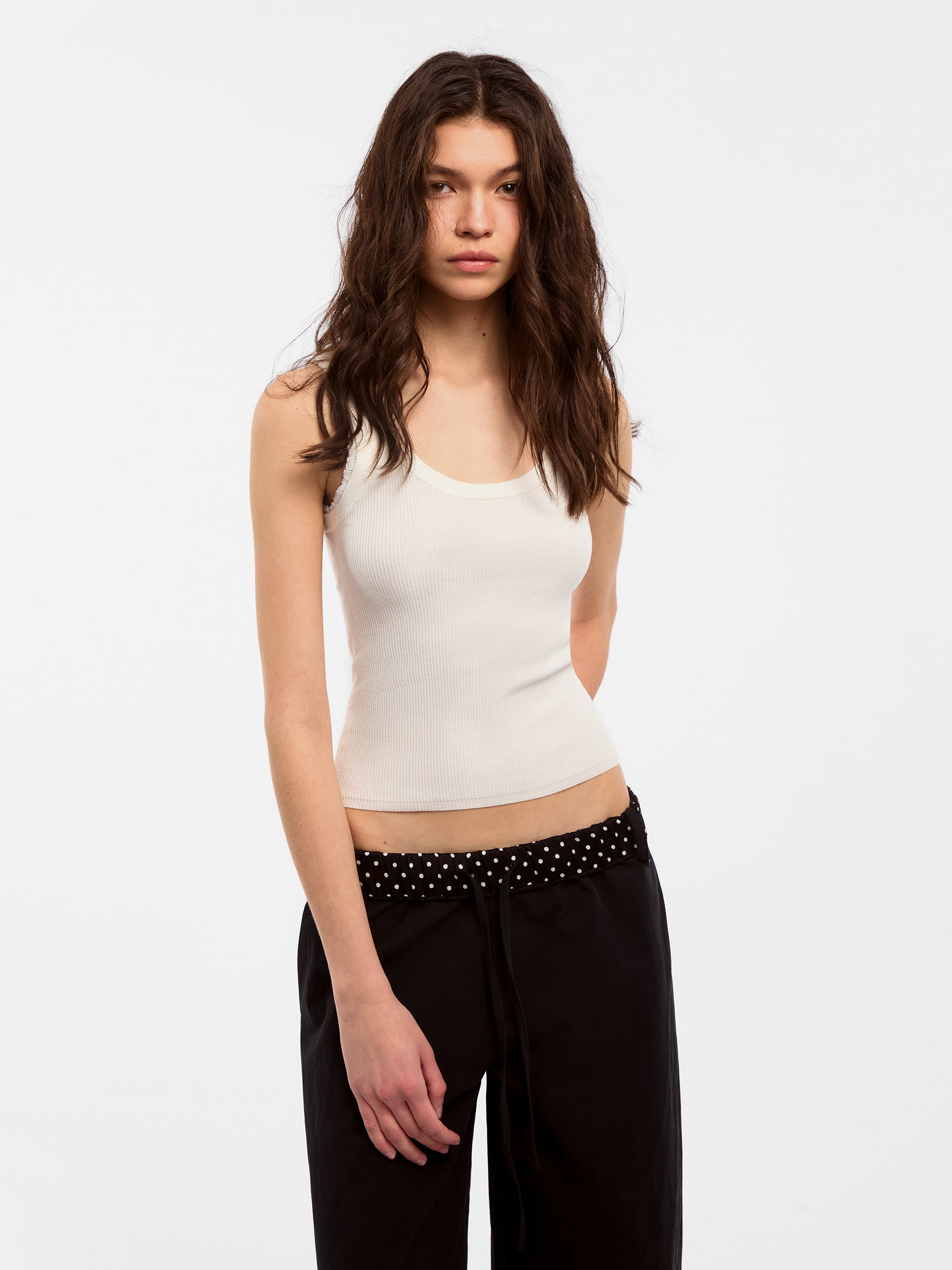 CUBIC Lace-trimmed Linen Knit Vest